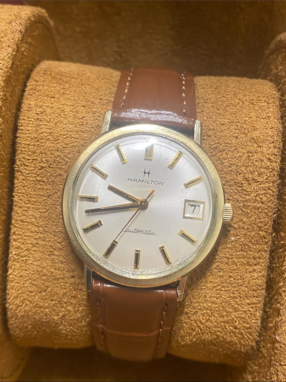 Hamilton (Ref# 956668) Gold-Tone Case Watch with Brown Leather Strap (men’s)